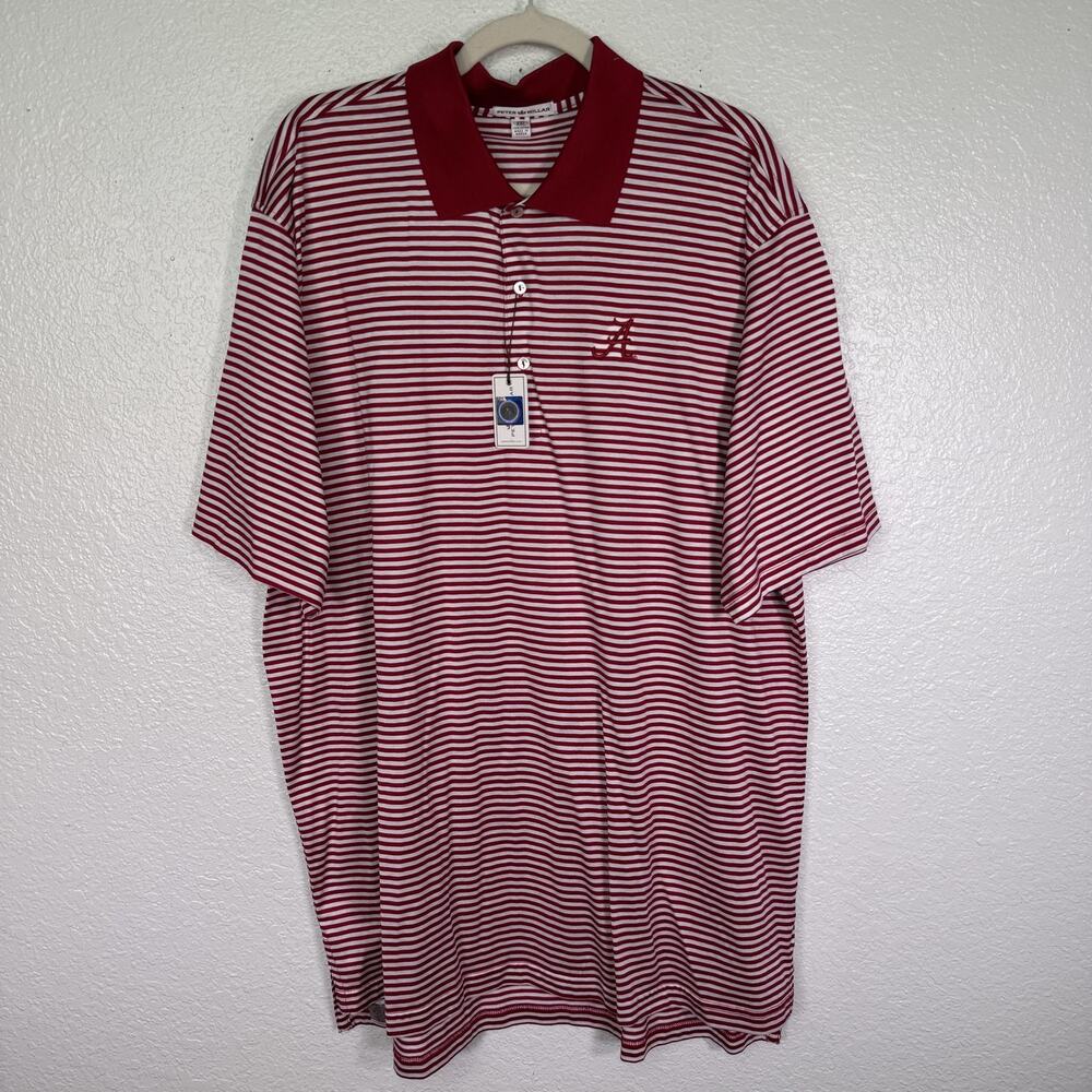 Alabama Crimson Tide Polo Shirt Mens 2XL Peter Millar Striped NCAA Football NEW